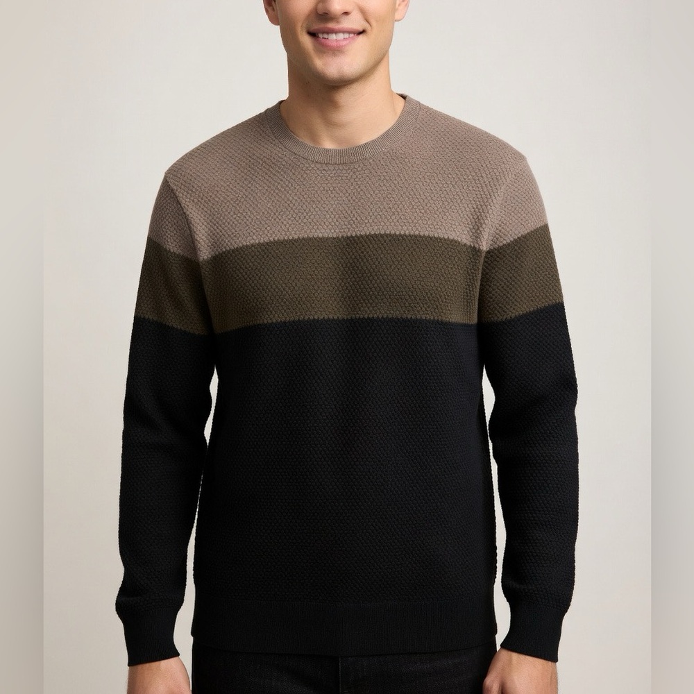 Banana Republic 100% Cotton Men's Colorblock Crewneck Sweater | Size L